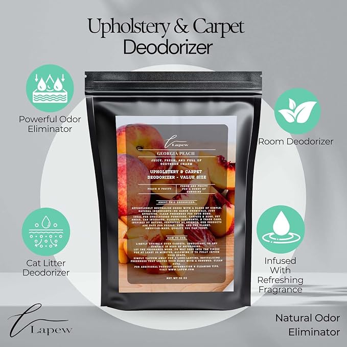 Georgia Peach Carpet Freshener Powder Refill 36 oz | Powerful Odor Eliminator for Home | Upholstery Deodorizer | Carpet Deodorizer | Pet Urine | Cat Litter Box-PawvioPets