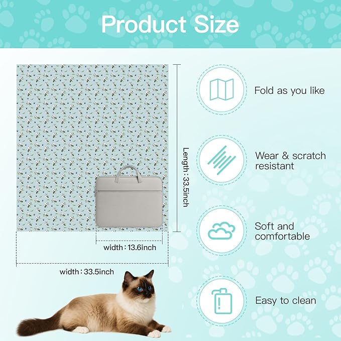 33.5" Cat Wrap for Grooming, Maximum, Self-Adherent Soft Cat Blanket for Nail Clipping, Anti-Scratch-Escape Calming Wrap, Cats Burrito Swaddle for 6-18 lbs (Green Kitten, XX Large)-PawvioPets