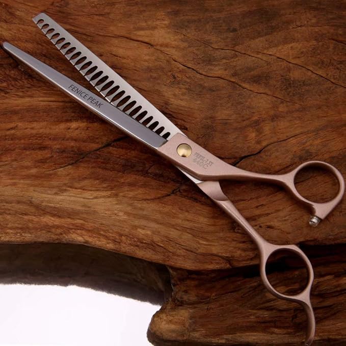 Fenice Peak Thinning Shears for Dogs and Cats Pet Grooming Scissors Chunkers Shears 440C Stainless Steel Professional Dog Trimming Scissors 7.5''-PawvioPets