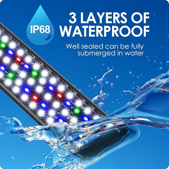 Aquarium Light, 42W 24/7 Lighting Cycle, Sunrise/Daylight/Moonlight Mode and Custom Mode with Expandable Bracket, Adjustable Timer and 7 Color Brightness for 48~54IN-PawvioPets