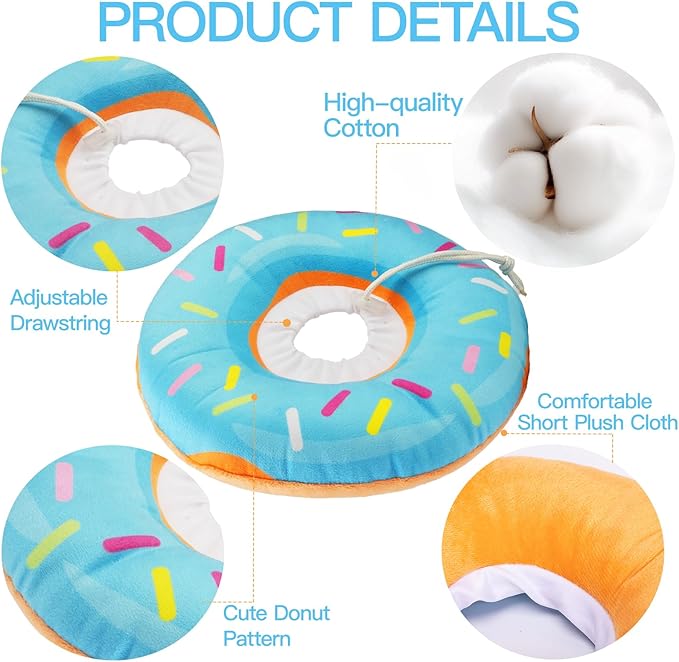 Cat Cone Collar Soft, Cute Cat Donut Collar After Surgery, Adjustable Kitten Recovery Cones to Stop Licking, Lightweight Neck Elizabethan Collars for Cats Kittens (Blue, Small)-PawvioPets