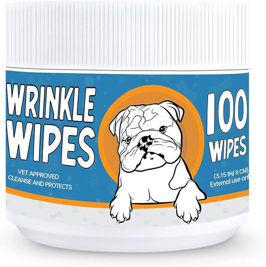Bulldog Wrinkle Wipes for Dogs – Deodorizing & Soothing with Honeysuckle Extract – Non-Irritating, Cleans Wrinkles, Folds, Paws & Tail Pockets – for Bulldogs, Pugs & Frenchies (100 Count)-PawvioPets