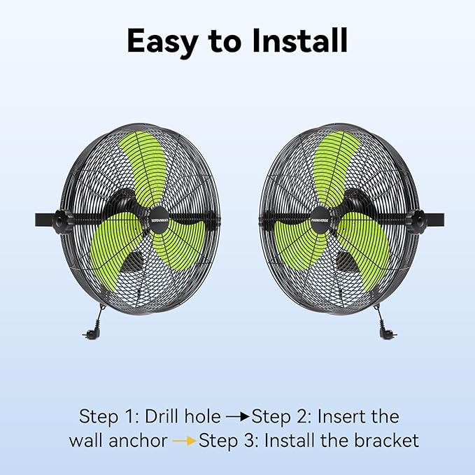 18 Inch Wall Fan Pro Series - 4900 CFM 3 Speed High Velocity Industrial Wall Mount Fans for Commercial, Residential, Warehouse, Covered Patio, Shop, Garage, Barn, Gazebo UL Safety Listed-PawvioPets