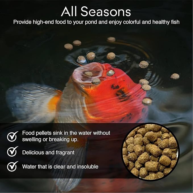 BIG Kahuna Koi Fish Food- 2lbs Food – Made in The USA - Koi Food Floating Pellets – 3/16" - 1/4" Pellet Size – 32% Protein Fish Food – Rich in Nutrients-PawvioPets