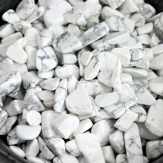 1lb Howlite Aquarium Gravel Rocks Natural Tumbled Healing Crystal Chips Bulk Gemstones Crushed Stones for Fountain Vase Filler Planters Decorative Fish Tank Potted Reiki Energy Balancing-PawvioPets