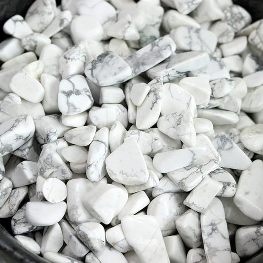 1lb Howlite Aquarium Gravel Rocks Natural Tumbled Healing Crystal Chips Bulk Gemstones Crushed Stones for Fountain Vase Filler Planters Decorative Fish Tank Potted Reiki Energy Balancing-PawvioPets