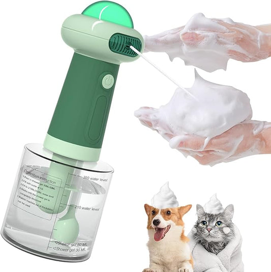 Electric Dog Shampoo Dispenser,IPX7 Cat Shampoo Sprayer,Pet Bath Supplies Automatic Foaming Shampoo Dispenser for Dog Deep Cleaing,Kitchen Sink，Bathroom Green-PawvioPets