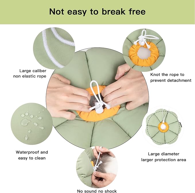 Cat Cone Collar,Cute Waterproof Cat Recovery Collar,Anti-Bite Lick Wound Healing Safety Elizabethan e Collar for Cats,Green Flower All-Season Style-PawvioPets