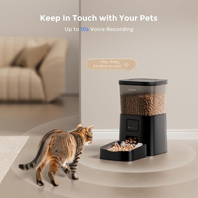 Espelho Automatic Cat Feeders WiFi: 2.4Ghz Smart APP Control- Timed Cat Food Dispenser with Desiccant Bag Keep Fresh for Indoor- Easy Set Up and Clean with Voice Recorder- Up to 10 Meals per Day-PawvioPets