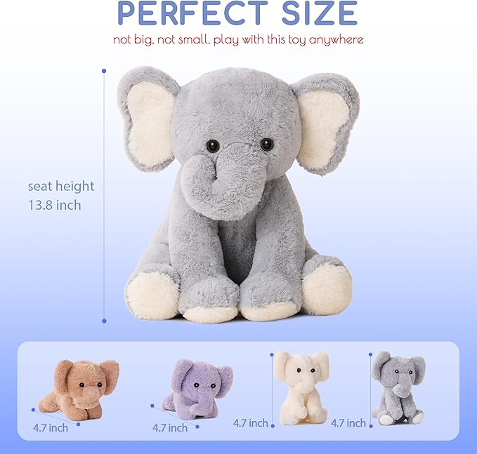 5 Pieces Elephant Stuffed Animals for Girls, 1 Mommy Elephant with 4 Babies Soft Plush Set Toys Gifts for Kids Children 3 4 5 6 7 8 9 Years, Christmas, Birthday, Children's Day-PawvioPets