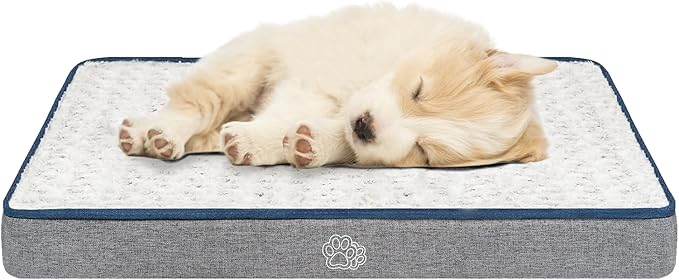 EMPSIGN Reversible Cool and Warm Dog Bed for Crate Pad, Pet Beds with Washable and Removable Cover, Dogs Crate Bed Sleeping Mats, Bed for Dog Crate for Large Medium Small Dogs, Grey-PawvioPets