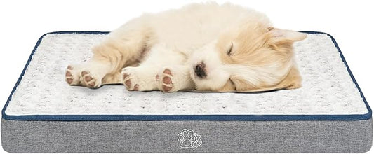 EMPSIGN Reversible Cool and Warm Dog Bed for Crate Pad, Pet Beds with Washable and Removable Cover, Dogs Crate Bed Sleeping Mats, Bed for Dog Crate for Large Medium Small Dogs, Grey-PawvioPets