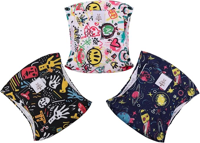 CuteBone Dog Diapers Male Washable Belly Band for Male Dogs Wraps Black 3pcs a Pack DM54M-PawvioPets