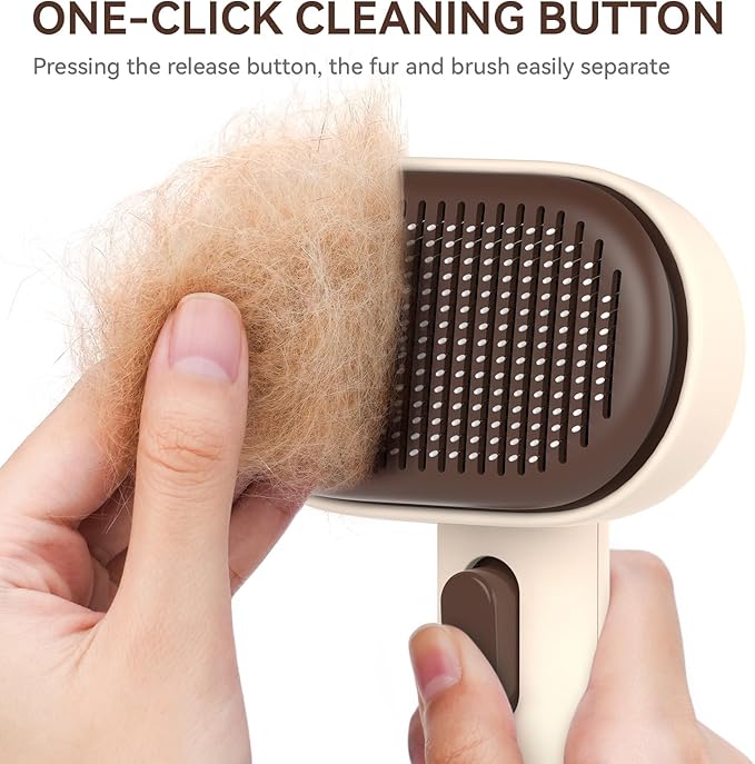 Aumuca Cat Brushes for Indoor Cats Dog Hair Brush for Shedding Long or Short Haired Cats Grooming Deshedding Brush for Dog Kitten Horse Massage Removes Loose Fur, Brown-PawvioPets