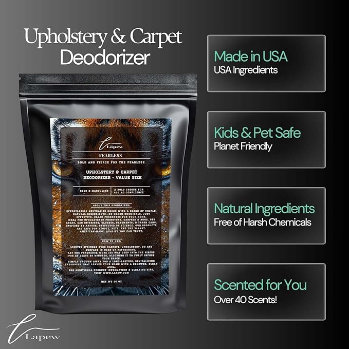 Fearless Carpet Freshener Powder Refill 36 oz | Powerful Odor Eliminator for Home | Upholstery Deodorizer | Carpet Deodorizer | Pet Urine | Cat Litter Box | Fierce Fragrance-PawvioPets