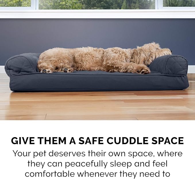 Furhaven Orthopedic Dog Bed for Large Dogs w/ Removable Bolsters & Washable Cover, For Dogs Up to 125 lbs - Quilted Sofa - Iron Gray, Jumbo Plus/XXL-PawvioPets