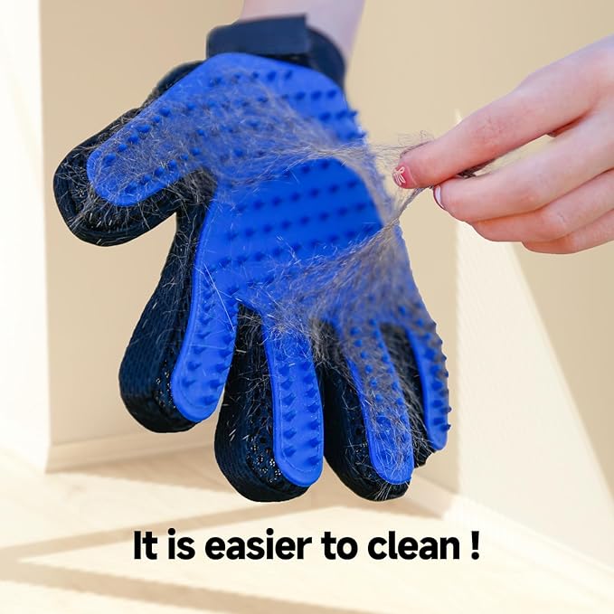 Cat & Dog Grooming Gloves for Shedding - Efficient Deshedding Pet Grooming Gloves 2-in-1 Deshedding Brush & Massage Mitt-Safe for Dogs & Cats (1 Pair Blue)-PawvioPets