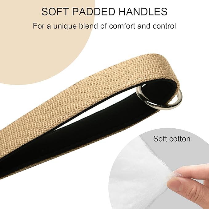 20” Strong Short Leash for Dog, Heavy Duty Bungee Dogs Leash with Padded Handle Car Seatbelt, Small Dog Training Leashs for Large or Medium Dogs - Can be Used with Other leashes (Khaki)-PawvioPets