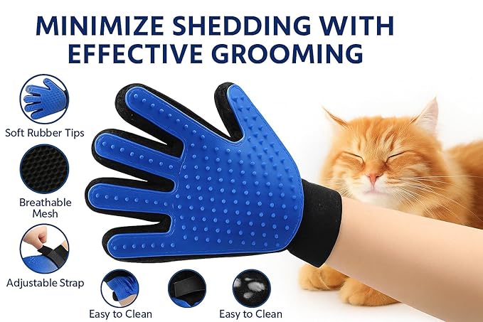Cat Grooming Glove for Hair Removal – Pet Grooming Glove for Cats – Deshedding Brush Glove for Long Hair Cats – Cat Glove Brush Mitt – Soft Silicone Right Hand Glove – Easy to Clean-PawvioPets