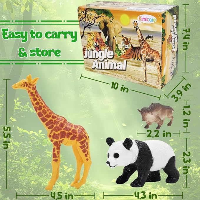 24Pcs Safari & Zoo Animals Figures, Realistic Plastic Animal Toys Set for Kids 1 2 3, Lion, Elephant, Perfect for Play, Education, Baby Shower Decor,Party Supplies Cake Topper-PawvioPets