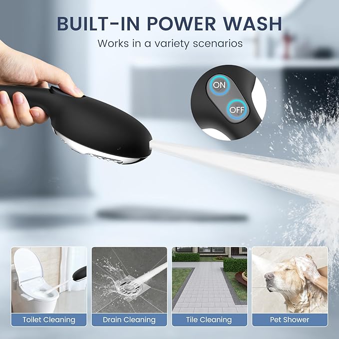 FEELSO Filtered Shower Head with Handheld, High Pressure 7-Spray Showerhead with Filters for Hard Water - Remove Chlorine, Reduce Dry Itchy Skin, Anti-clog Nozzles, Power Wash to Clean Tub, Tile & Pet-PawvioPets