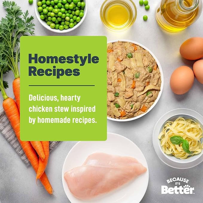 Because it's Better Entrée Complete Meal, Chicken & Pasta Recipe, Human Grade Wet Dog Food, 10 oz Pouches, 6 Count-PawvioPets