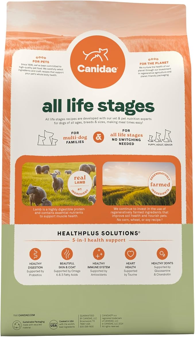 Canidae All Life Stages Real Lamb & Ancient Grains Recipe – High Protein Premium Dry Dog Food for All Ages, Breeds, and Sizes– 5 lbs.-PawvioPets