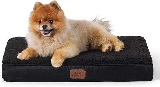 Bedsure Dog Bed for Small Dogs - Orthopedic Flat Puppy Beds with Removable Washable Cover, Egg Crate Foam Pet Mat, Suitable for Pet Up to 20 lbs-PawvioPets