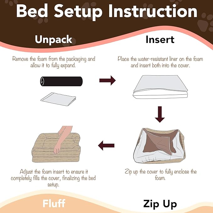 Friends Forever Large Dog Bed, Orthopedic Pet Sofa Memory Foam Mattress, Calming Dog Couch, Wall Rim Pillow, Water Resistant Liner, Washable Cover, Non-Slip Bottom, Chester, Large Grey-PawvioPets