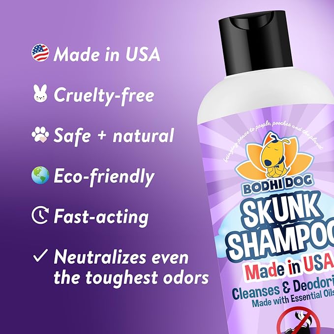 Bodhi Dog Skunk Shampoo - Odor Remover with Essential Oils for Dogs & Cats - Cleans, Deodorizes & Eliminates Skunk Smell - Gentle on Skin & Suitable for Pets of All Sizes - Made in USA (16 Fl Oz)-PawvioPets