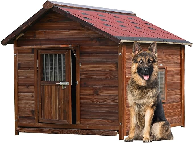 Extra Large Dog House Outdoor for Large Breed Dogs,Weatherproof Dog Houses for Dogs Outside with Door,Goat House for Outside, Wooden Dog House Outdoor-PawvioPets