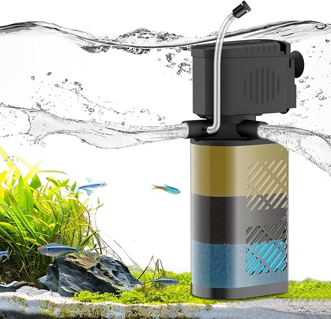 Aquarium Filter for 60-100 Gallon Tanks, Internal Large Fish Tank Filter, Powerful Submersible Pumps Fish Filter, Turtle Tank Filter, with Dual Water Outlet & Aeration-PawvioPets