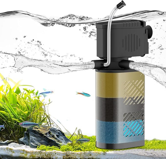 Aquarium Filter for 60-100 Gallon Tanks, Internal Large Fish Tank Filter, Powerful Submersible Pumps Fish Filter, Turtle Tank Filter, with Dual Water Outlet & Aeration-PawvioPets