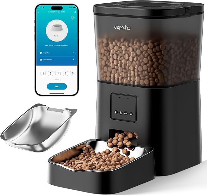 Espelho Automatic Cat Feeders WiFi: 2.4Ghz Smart APP Control- Timed Cat Food Dispenser with Desiccant Bag Keep Fresh for Indoor- Easy Set Up and Clean with Voice Recorder- Up to 10 Meals per Day-PawvioPets