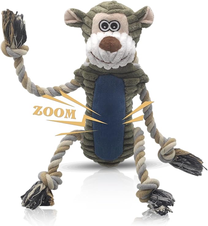 Funny Plush Dog Chew Toys, Squeaky Dog Toys, Interactive Tug of War Puppy Toys, Stuffed Dog Toys for Small, Medium and Large Dogs - Monkey-PawvioPets