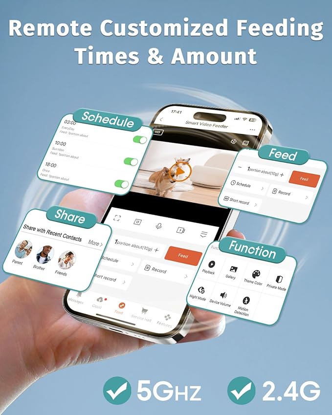 Automatic Dog Feeder Large Breed with Camera - 12L/50 Cups 5G WiFi App Control Dog Food Dispenser, Easy Setup, HD 1080P Video with Night Vision by Yakry-PawvioPets