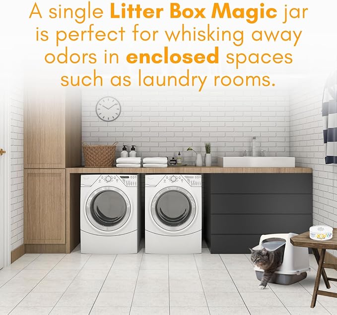 Cat Litter Deodorizer Jar (Orange Scent, 16 Oz, Pack of 2) - Cat Litter Odor Control Gel In A Jar - Cat Litter Box Pet Air Freshener - Litter Odor Eliminator to Freshen Air-PawvioPets