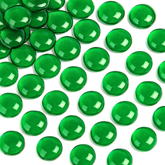FUTUREPLUSX 1LB Green Flat Glass Marbles, Premium Colored Gems Fish Bowl Marbles Decorative Mosaic Glass Pebbles Floral Smooth Stones for Vases Aquarium Home Decor-PawvioPets