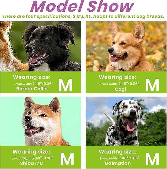 Glow-in-The-Dark Dog Muzzle, Basket Muzzle for Small Medium Large Dogs,Anti-Biting Chewing, Lightweight Cage Design,Allows Drinking & Panting,for Grooming & Training (Transparent Size M)-PawvioPets