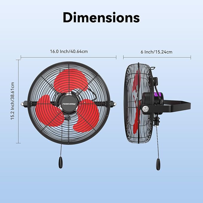 12 Inch Wall Fan Pro Series - Indoor High Velocity Wall Mount Fan for Commercial, Residential, Warehouse, Covered Patio, Shop, Garage, Barn, Gazebo 3 Speed 2800 CFM UL Safety Listed-PawvioPets