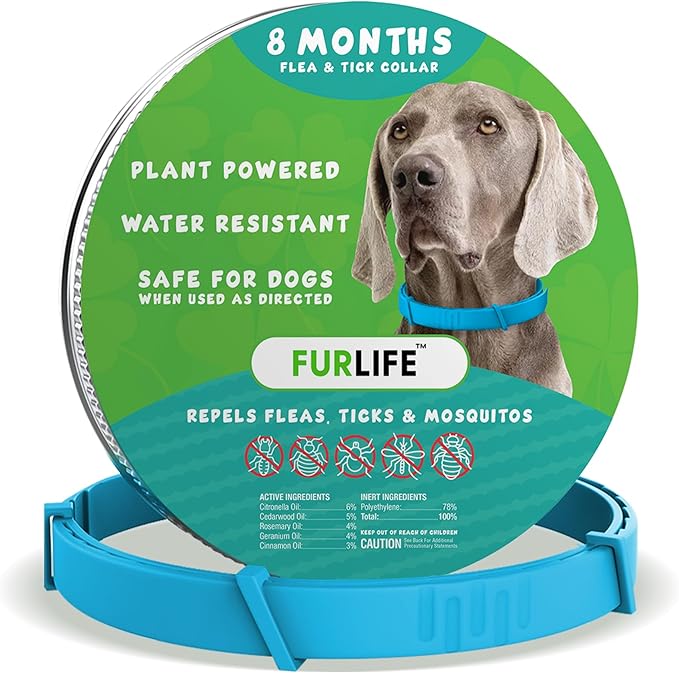 FurLife Flea and Tick Collar for Dogs – Waterproof Blue Dog Collar, Pet Supplies for Tick and Flea Prevention for Dogs, Safe for All Breeds-PawvioPets