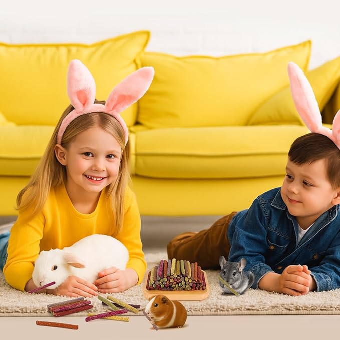 70PCS Rabbit Chew Sticks, Bunny Guinea Pig Toys for Teeth Natural Timothy Hay Sticks for Rabbit Chinchilla Guinea Pig Bunny Hamster - Chews Toys for Small Rodents' Teeth-PawvioPets