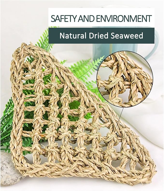 BNOSDM Bird Seagrass Mat, 3 PCS 7.1 x 7.1 Inches Parrot Natural Seagrass Woven Bird Net Hammock Mats Chew Toys Bird Hideout Cage Accessories for Lovebird Cockatiel Conure Budgie Hamster Rats-PawvioPets