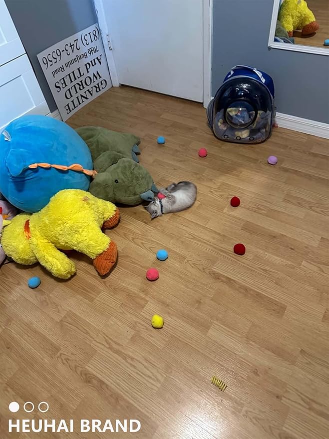 80-Pack Cat Toy Balls 10 Assorted Colors 1.25 Inch Diameter Suitable for All Cat Sizes (Cat Toys Value Pack)-PawvioPets