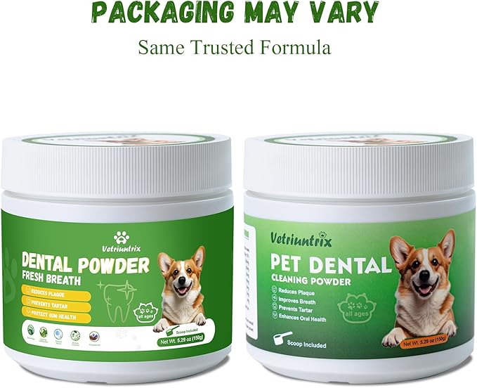 Dog Dental Care Powder - Plaque & Tartar Control with Natural Enzymes, Teeth Cleaning Powder for Dogs with Probiotic, Bad Breath Treatment for Small Medium Large Dogs-PawvioPets