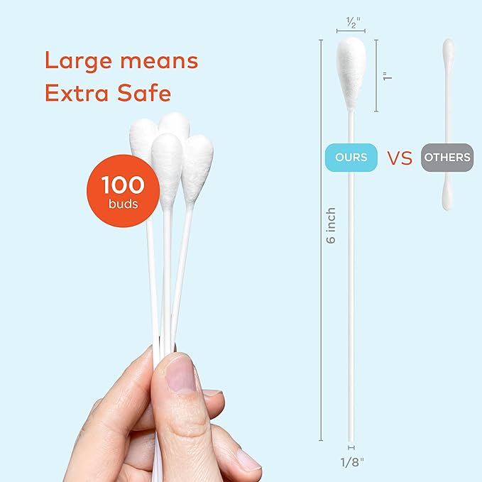 Cotton Swabs for Dogs and Cats - Cat & Dog Ear Cleaner Long Cotton Swab - Extra Large Cotton Head, Cat & Dog Ear Cleaning Kit for Puppies, Multipurpose Pet Cotton Swabs (Extra Large 100 Buds)-PawvioPets