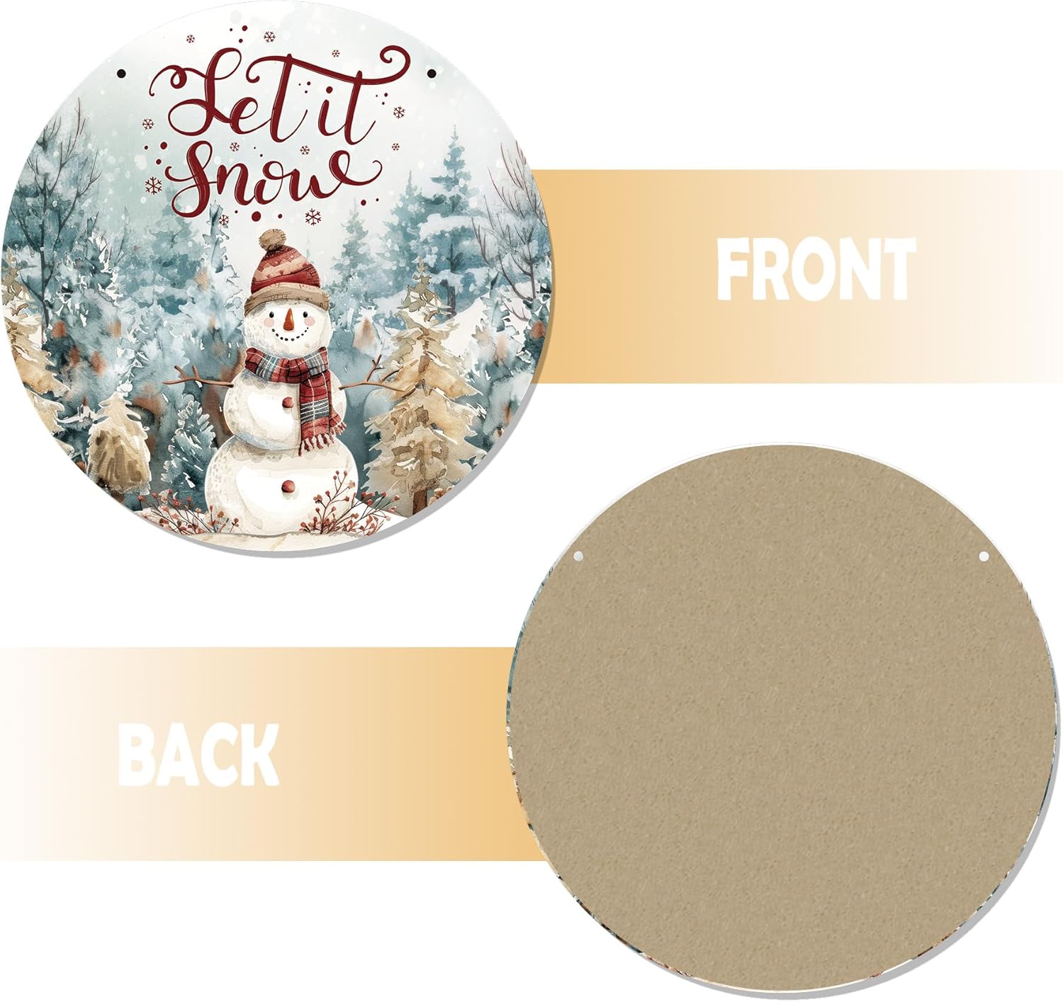 CGBHW Winter Snowman Wooden Sign, Christmas Xmas Pine Tree Landspace Hanging Sign Wall Decor for Farmhouse Home, Holiday Snowy Let it Snow Rustic Door Decor 12 x 6 Inch