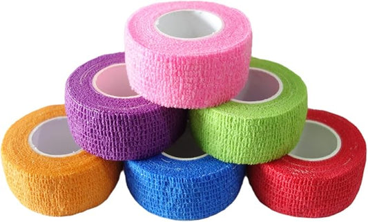 6 Pack 1" x 5 Yards Self Adhesive Bandage Wrap Breathable Cohesive Vet Wrap for Pets, Elastic Self-Adherent Tape for Sports, Wrist, Ankle (Mixed Colors)-PawvioPets