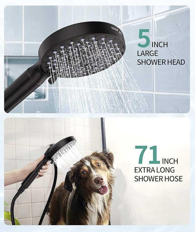 Filtered Shower Head with Handheld, High Pressure 9 Spray Mode ORB Showerhead with 4 Filters, Detachable Shower Head, Water Softener Filters Beads for Hard Water - Remove Chlorine-PawvioPets