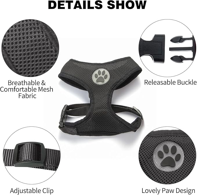 BINGPET Dog Vest Harness -Light Weight Breathable Sports Mesh - Pet Adjustable Harness Puppy Padded Harnesses Dog Vest Harness for Small Dogs-PawvioPets